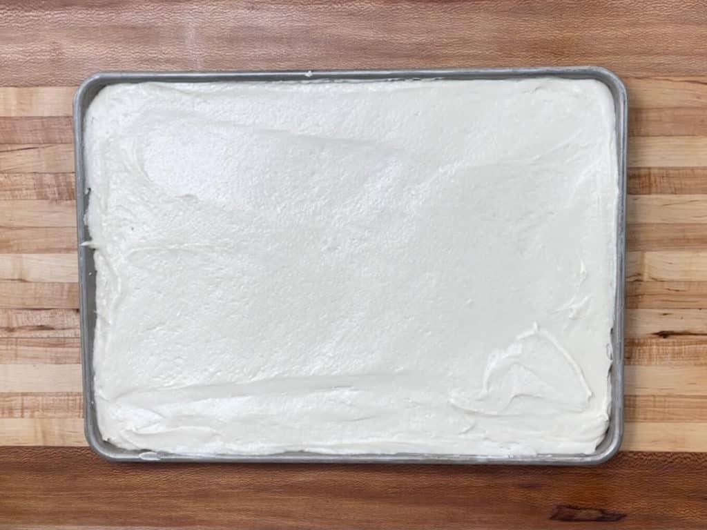 Cake batter in sheet pan