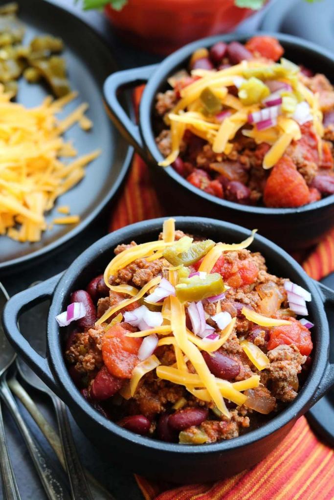 Beef Chili in cast iron cocotte