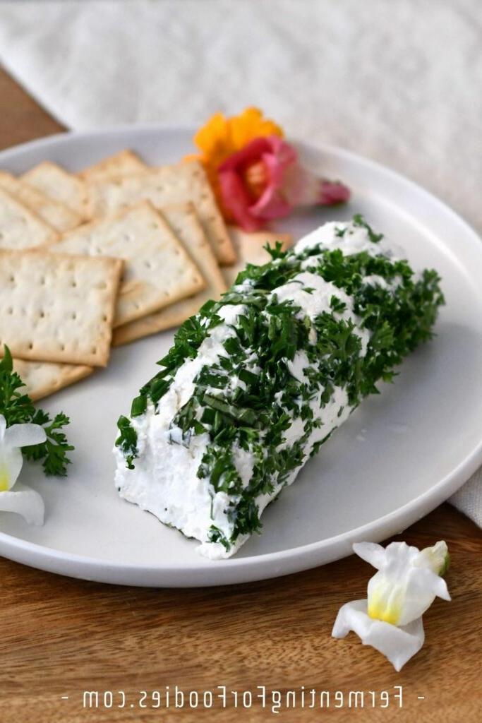 Homemade herbed goat cheese log