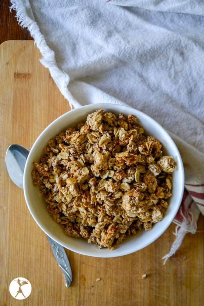 white bowl of homemade granola