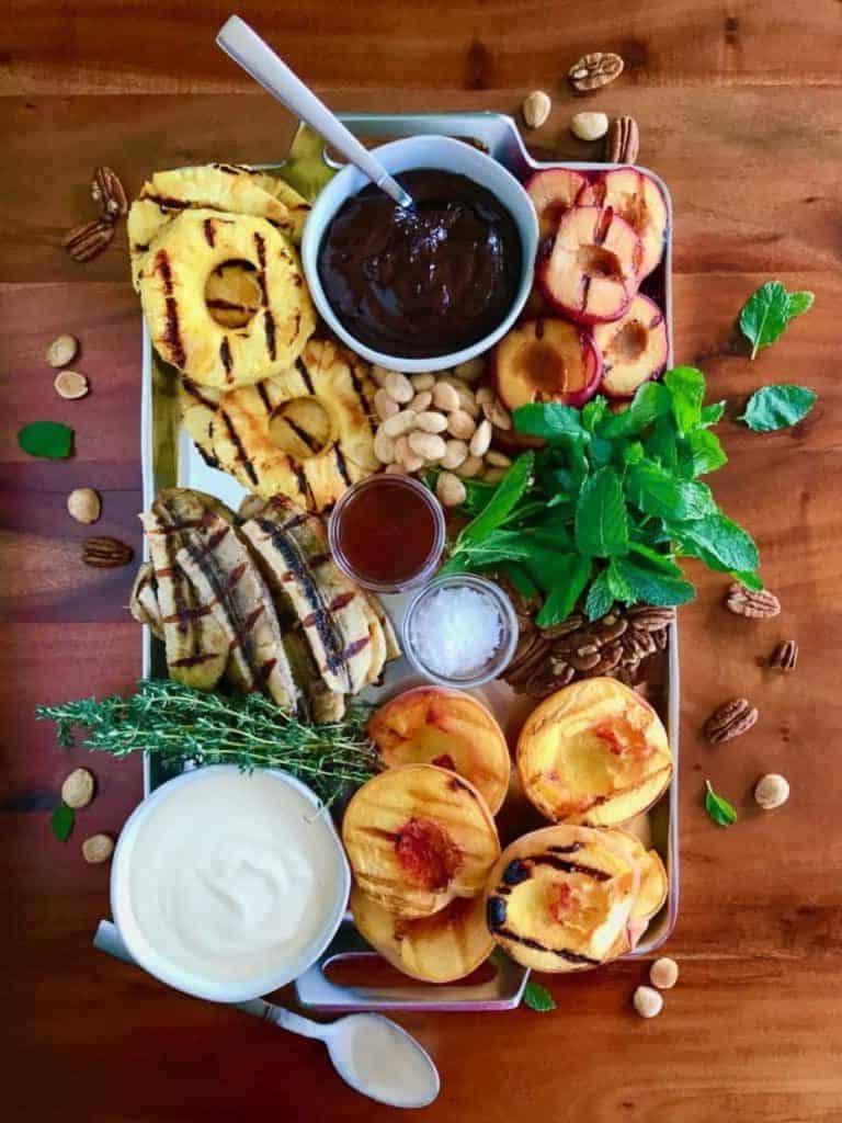 grilled fruit on platter