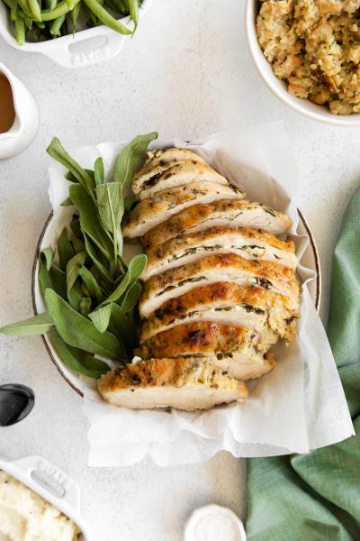 overhead shot of instant pot turkey breast