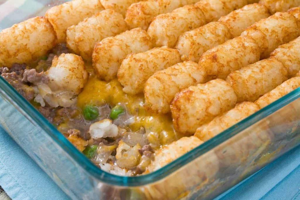 tater tot casserole with scoop missing 